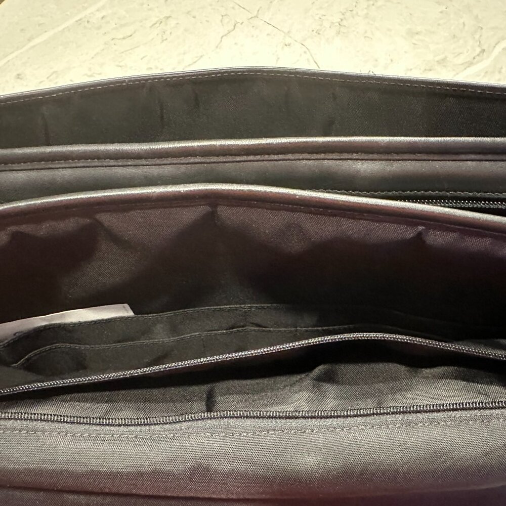 COACH Briefcase Black Leather Double Buckle Shoulder Strap Messenger Vintage - Picture 7 of 10